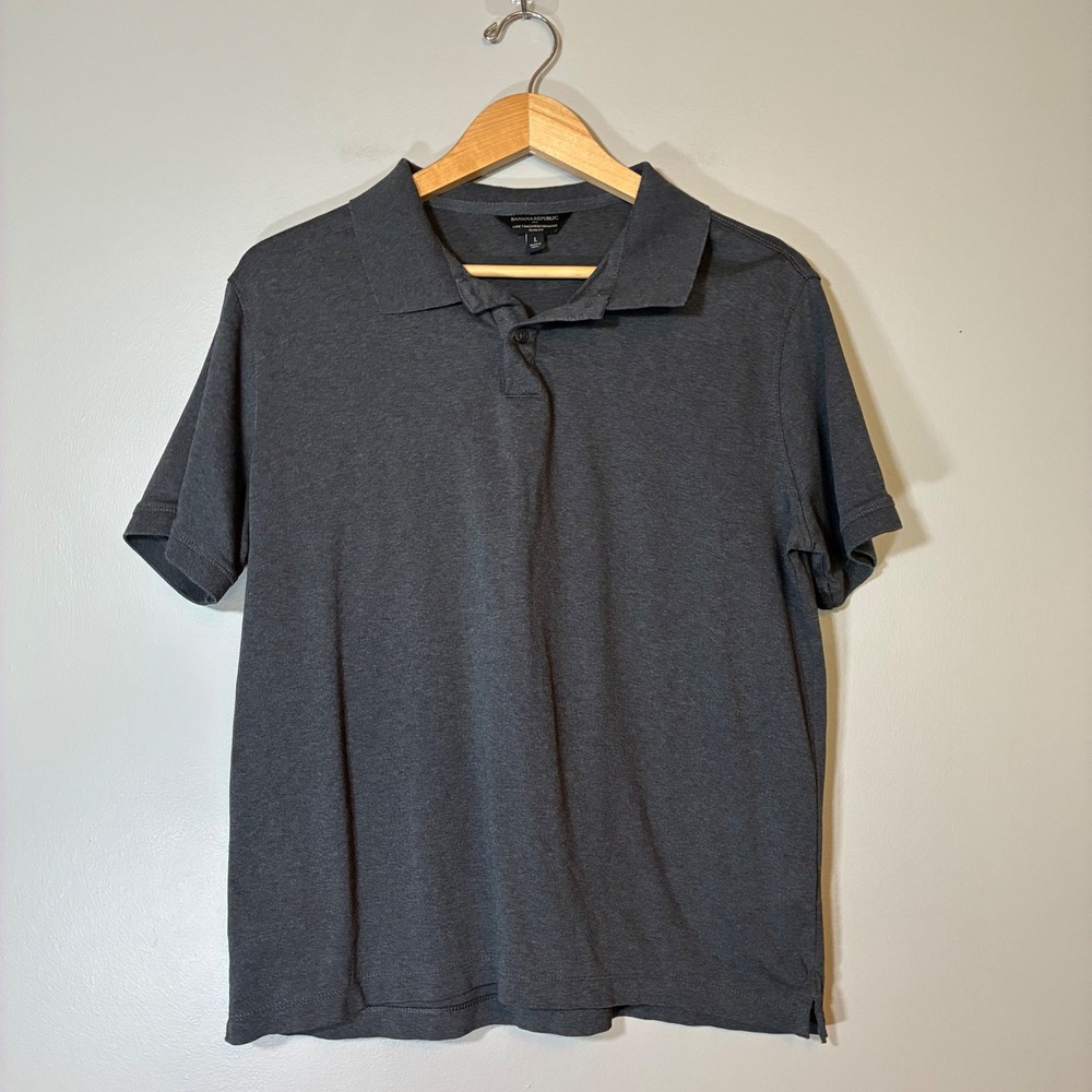 Banana Republic Luxe Touch Performance Slim Fit Polo Shir Mens Large Grey Cotton